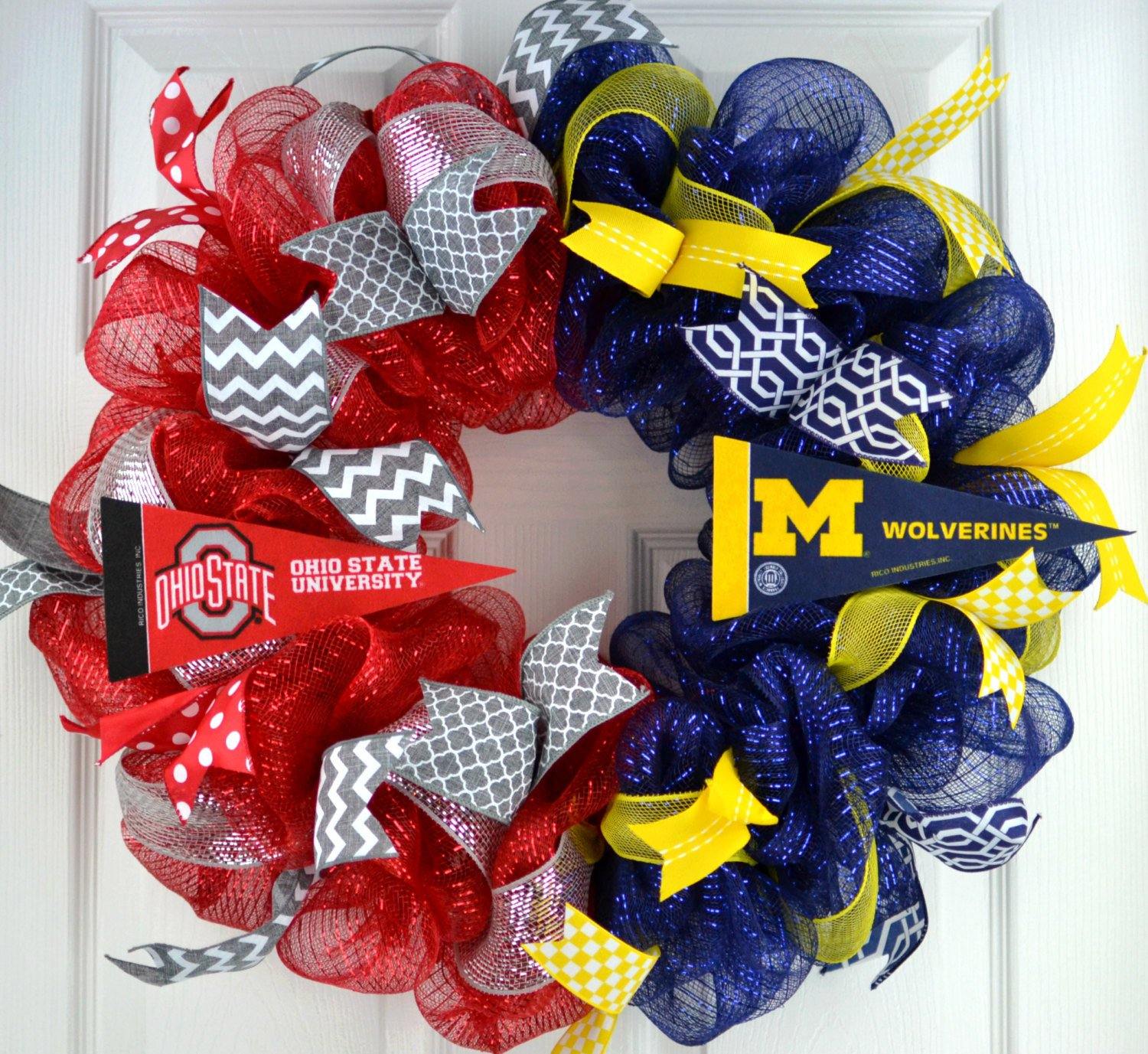 House divided football wreath - Pink Door Wreaths