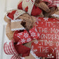 It's the Most Wonderful Time of the Year Wreath | Winter Christmas Mesh Front Door Wreath; White Red Brown Jute - Pink Door Wreaths