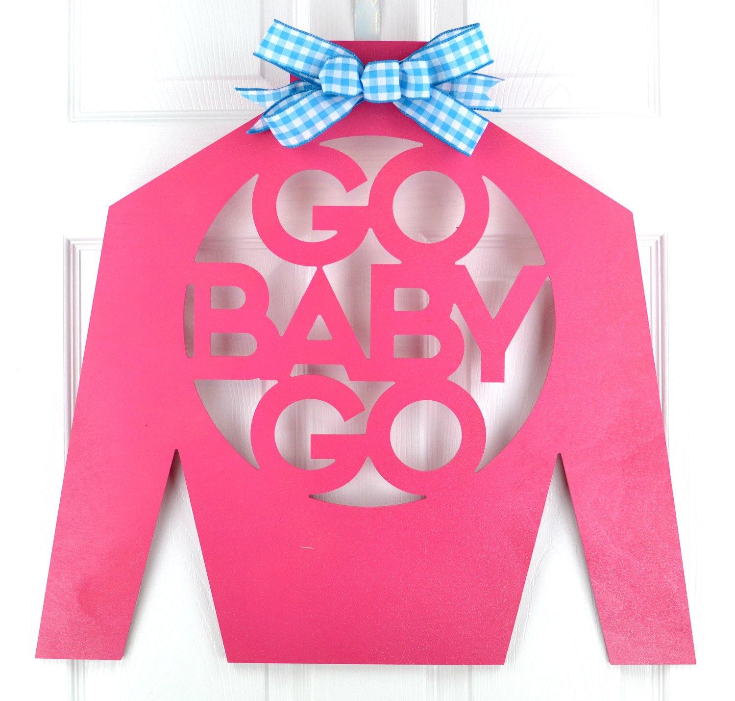 Kentucky Derby Go Baby Go door hanger - Pink Door Wreaths
