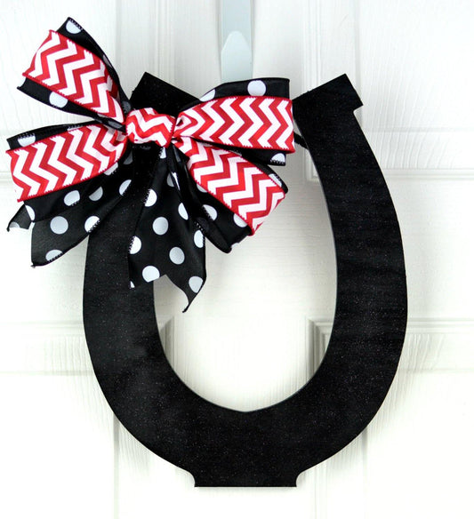 Kentucky Derby Horseshoe Door Hanger | Derby Bridal Shower - Pink Door Wreaths