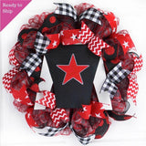 Kentucky Derby Wreath | Jockey Silk Decor | Horse Racing Gift | Red Black White - Pink Door Wreaths