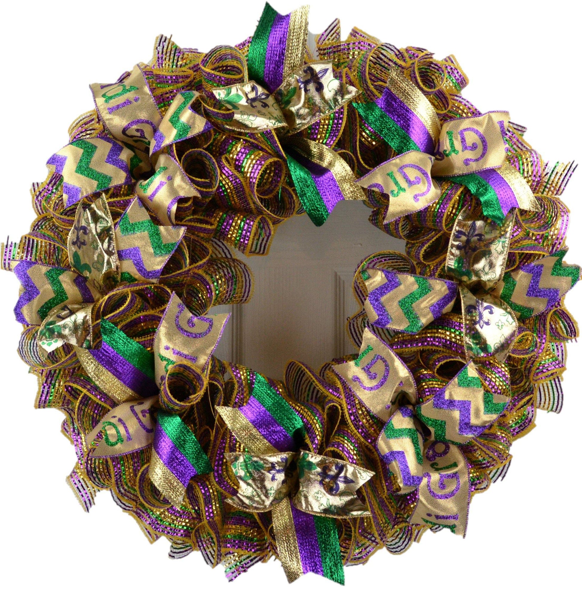 Mardi Gras Wreath | Fat Tuesday Mesh Front Door Wreath - Pink Door Wreaths