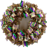 Mardi Gras Wreath | Fat Tuesday Mesh Front Door Wreath - Pink Door Wreaths