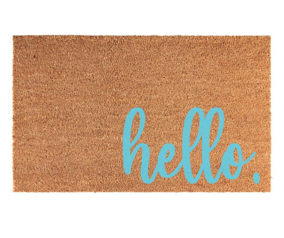 Matching "hello" Welcome Door Mat - Pink Door Wreaths