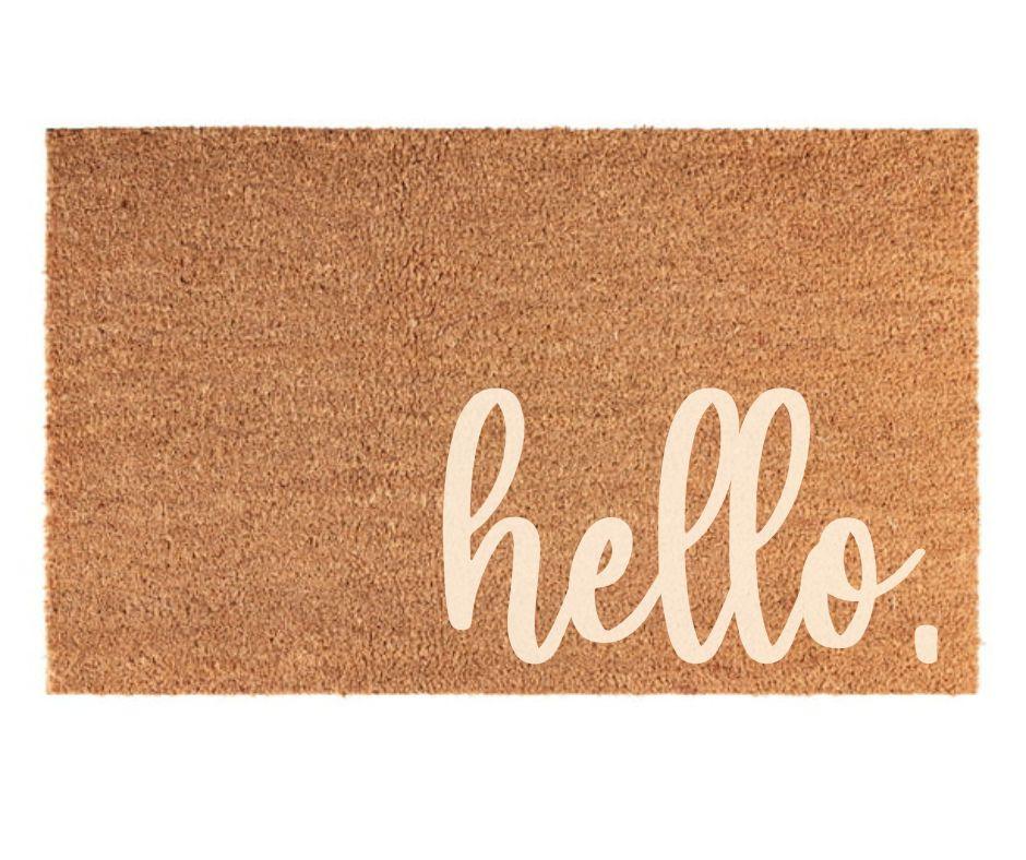 Matching "hello" Welcome Door Mat - Pink Door Wreaths