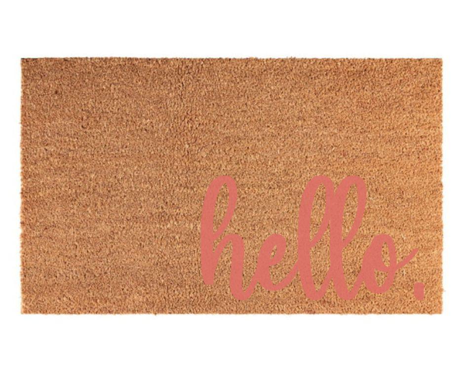 Matching "hello" Welcome Door Mat - Pink Door Wreaths