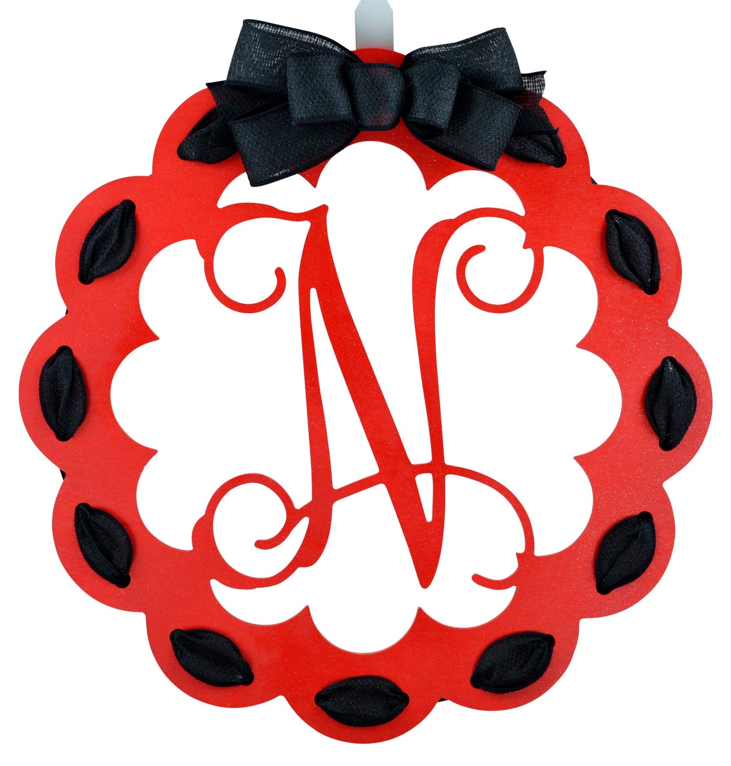 Monogram Door Hanger | Red and Black Mother's Day Gift | Personalize Me! - Pink Door Wreaths