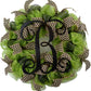 Moss Green and Black Spring Monogram Door Wreath - Customize Me! - Pink Door Wreaths