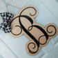 Monogrammed Birthday Gift | White Black Initial Letter Door Hanger Wreath with Bow - LOTS OF COLORS - Pink Door Wreaths