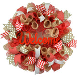 Mother's Day Gift | Jute burlap everyday year round welcome wreath - Pink Door Wreaths