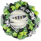 Mummy Halloween Wreath - Whimsical Mesh Outdoor Front Door Wreath - Pink Door Wreaths