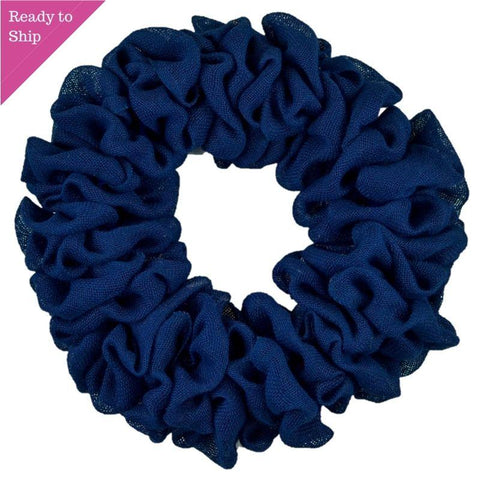 Navy Blue Plain Burlap Wreath Already Made - Everyday Wreath to Decorate DIY - Add Bow, Ribbons on Your Own - Premade - Pink Door Wreaths