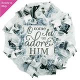 O Come Let Us Adore Him Wreath - Christmas Church Christian Religious Front Door Wreath - Black White Grey Silver - Pink Door Wreaths
