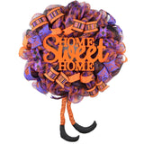Orange Halloween Wreath | Home Sweet Home Witch Front Door Wreath | Purple Black - Pink Door Wreaths