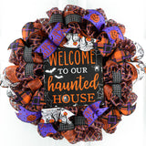 Orange Welcome to our Haunted House Welcome Mesh Decor - Pink Door Wreaths