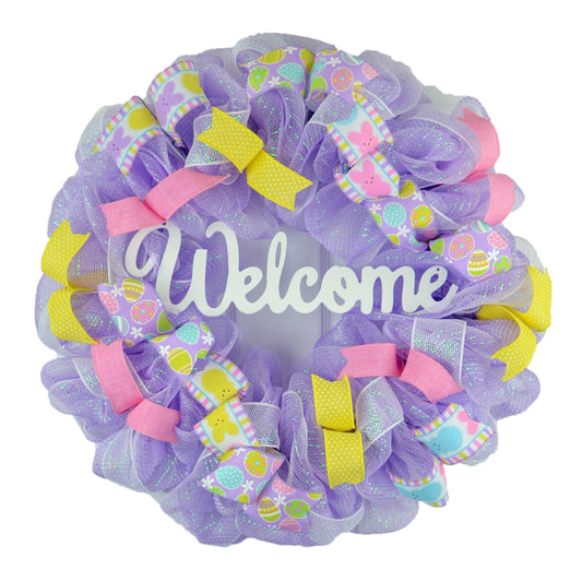 Pastel Easter Wreaths for Decoration - Welcome Front Door Decor - Pink Door Wreaths