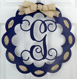 Personalized Monogram Door Hanger | Wooden Wreath | MANY colors! - Pink Door Wreaths