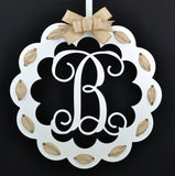 Personalized Monogram Door Hanger | Wooden Wreath | MANY colors! - Pink Door Wreaths