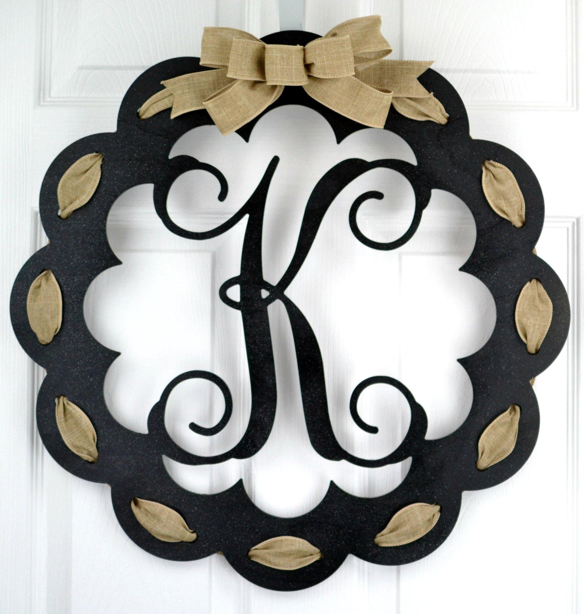 Personalized Monogram Door Hanger | Wooden Wreath | MANY colors! - Pink Door Wreaths