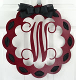 Personalized Monogram Door Hanger | Wooden Wreath | MANY colors! - Pink Door Wreaths