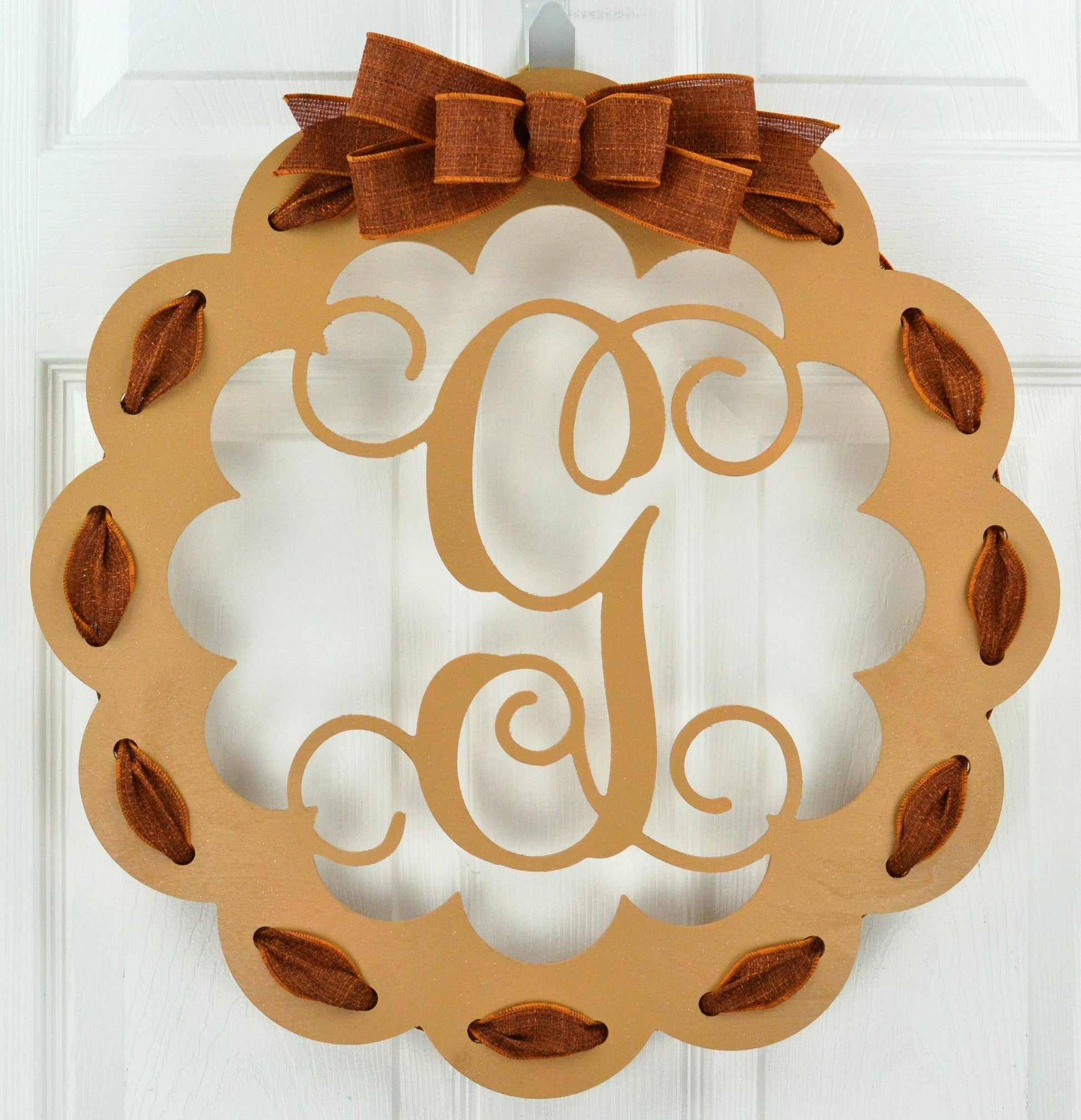 Personalized Monogram Door Hanger | Wooden Wreath | MANY colors! - Pink Door Wreaths