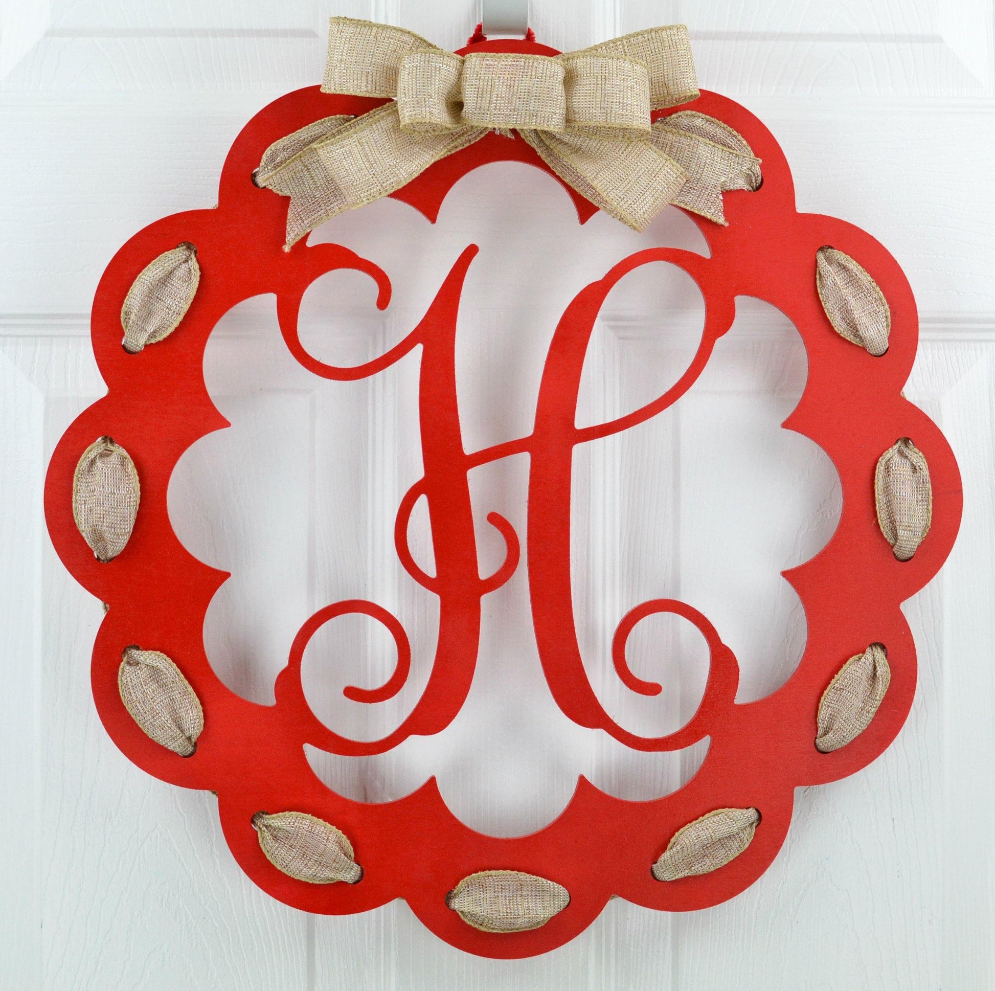 Personalized Monogram Door Hanger | Wooden Wreath | MANY colors! - Pink Door Wreaths