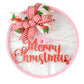 Pink Christmas Bike Rim Door Hanger - Farmhouse Round Front Porch Decor - Bright Pink Red Fun Decorations - Pink Door Wreaths