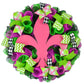 Pink Fleur De Lis Wreath | Mothers Day Present Gift | Everyday Front Door Wreath | Black Lime Green - Pink Door Wreaths
