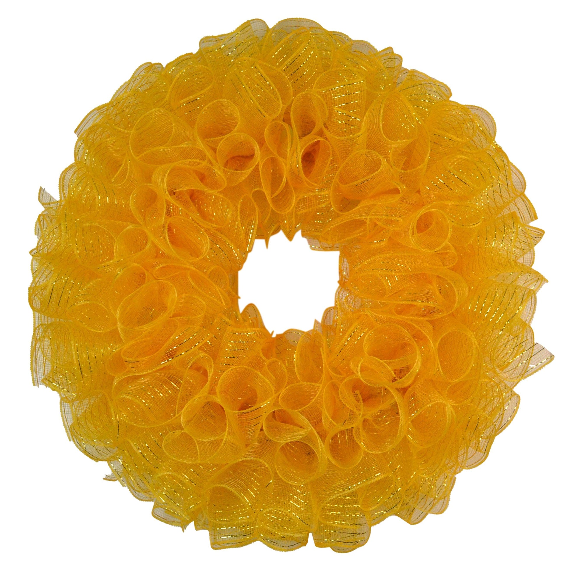 Plain Wreath Base Already Made - Mesh Everyday Wreath to Decorate DIY - Starter Add Bow, Ribbons on Your Own - Premade (Metallic Gold) - Pink Door Wreaths