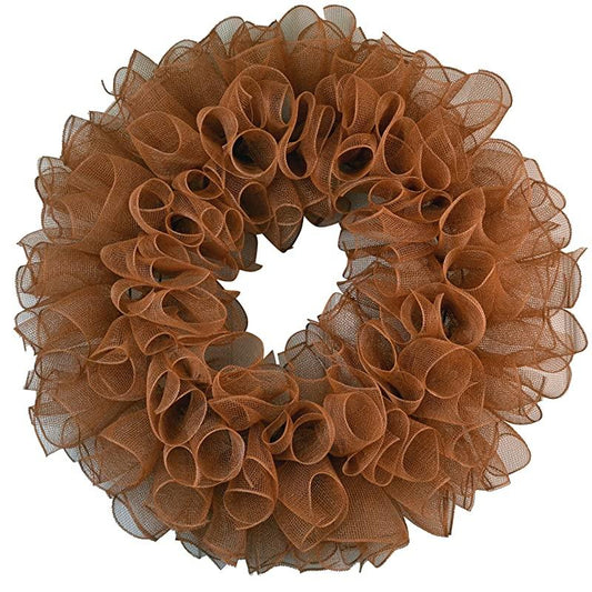 Plain Wreath Base Already Made - Mesh Everyday Wreath to Decorate DIY - Starter Add Bow, Ribbons on Your Own - Premade (Non-Metallic Chocolate Brown) - Pink Door Wreaths