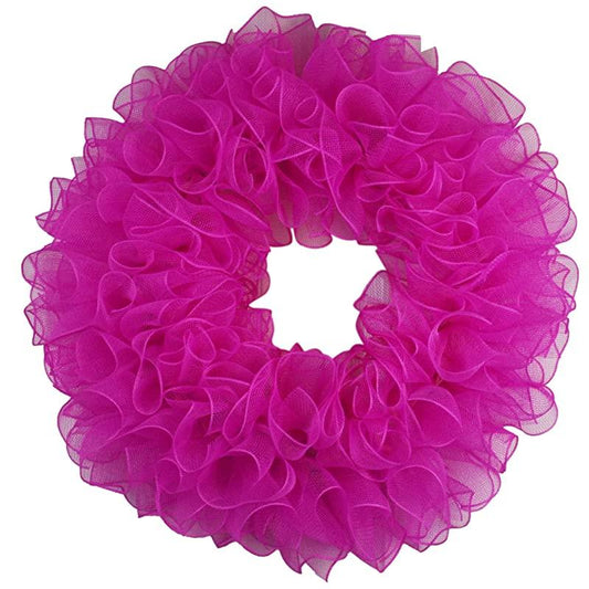Plain Wreath Base Already Made - Mesh Everyday Wreath to Decorate DIY - Starter Add Bow, Ribbons on Your Own - Premade (Non-Metallic Hot Pink) - Pink Door Wreaths