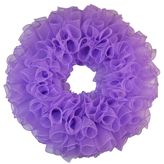 Plain Wreath Base Already Made - Mesh Everyday Wreath to Decorate DIY - Starter Add Bow, Ribbons on Your Own - Premade (Non-Metallic Lavender) - Pink Door Wreaths