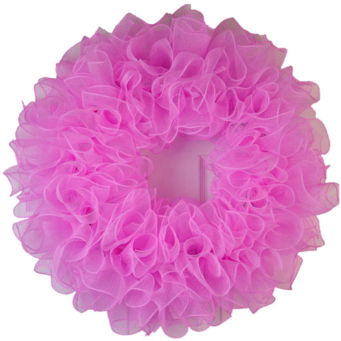 Plain Wreath Base Already Made - Mesh Everyday Wreath to Decorate DIY - Starter Add Bow, Ribbons on Your Own - Premade (Non-Metallic Light Pink) - Pink Door Wreaths
