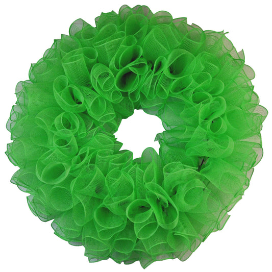 Plain Wreath Base Already Made - Mesh Everyday Wreath to Decorate DIY - Starter Add Bow, Ribbons on Your Own - Premade (Non-Metallic Lime Green) - Pink Door Wreaths