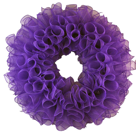 Plain Wreath Base Already Made - Mesh Everyday Wreath to Decorate DIY - Starter Add Bow, Ribbons on Your Own - Premade (Non-Metallic Purple) - Pink Door Wreaths