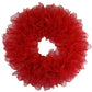Plain Wreath Base Already Made - Mesh Everyday Wreath to Decorate DIY - Starter Add Bow, Ribbons on Your Own - Premade (Non-Metallic Red) - Pink Door Wreaths