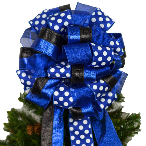 Police Appreciation Law Enforcement Bow; Royal Blue White - Pink Door Wreaths