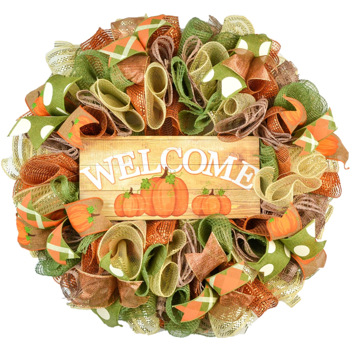 Pumpkin Wreaths - Welcome Thanksgiving Door Wreaths - Halloween Deep Tones Fall Autumn Front Door Decor - Orange Green Brown - Pink Door Wreaths