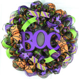 Purple Boo Halloween Door Wreaths | Orange Black Mesh Wreath - Pink Door Wreaths