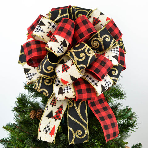 Plaid And Burlap Tree Set of 3