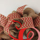 Red Chevron Burlap Monogram wreath | LOTS of colors!! - Pink Door Wreaths