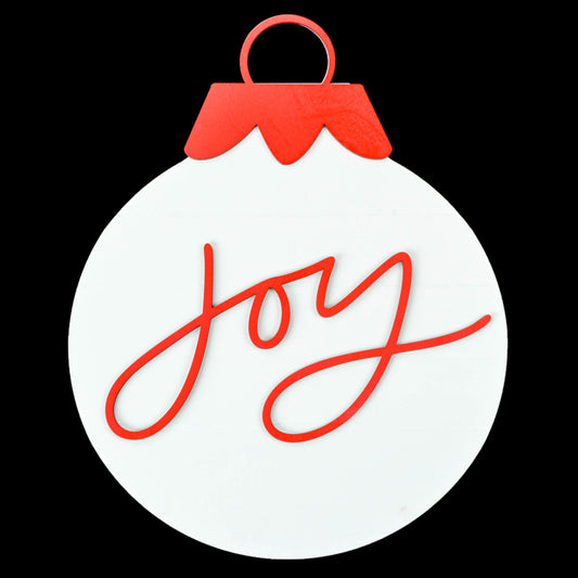 Red White Farmhouse Christmas Ornament | Shiplap Love Peace Joy Door Hanger - Pink Door Wreaths