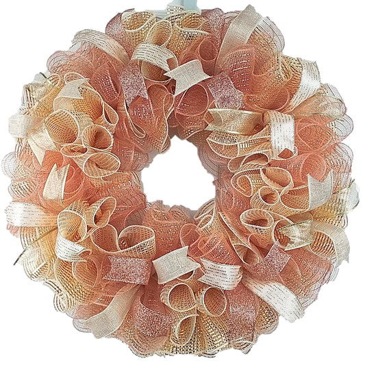 Rose Gold Mesh Outdoor Front Door Wreath | Mother's Day Wreath - Pink Door Wreaths