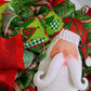 Santa Claus Wreath - Christmas Mesh Outdoor Front Door Decor - White Red Lime Green - Pink Door Wreaths