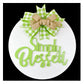 Simply Blessed Door Hanger - Farmhouse Shiplap Round Front Porch Decor - Buffalo Plaid White Black - Pink Door Wreaths