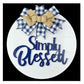 Simply Blessed Door Hanger - Farmhouse Shiplap Round Front Porch Decor - Buffalo Plaid White Black - Pink Door Wreaths