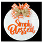 Simply Blessed Door Hanger - Farmhouse Shiplap Round Front Porch Decor - Buffalo Plaid White Black - Pink Door Wreaths