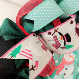 Snow Cute Snowman Wreaths - Turquoise Pink Snowflake Cold Front Door Wreath - Outdoor Christmas Decor - Winter Decor - Pink Door Wreaths