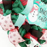 Snow Cute Snowman Wreaths - Turquoise Pink Snowflake Cold Front Door Wreath - Outdoor Christmas Decor - Winter Decor - Pink Door Wreaths
