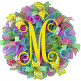 Spring and Summer Monogram Mesh Door Wreath : P1 - Pink Door Wreaths